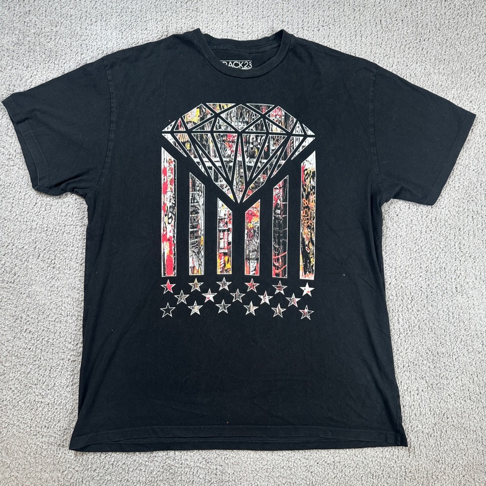 TRACK23 Mens Intelligent Design Modern Fit Graphic T Shirt XXL Black Diamond